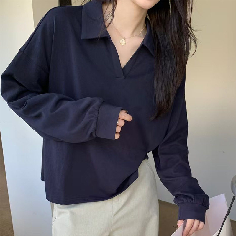 慵懒风宽松上衣百搭polo