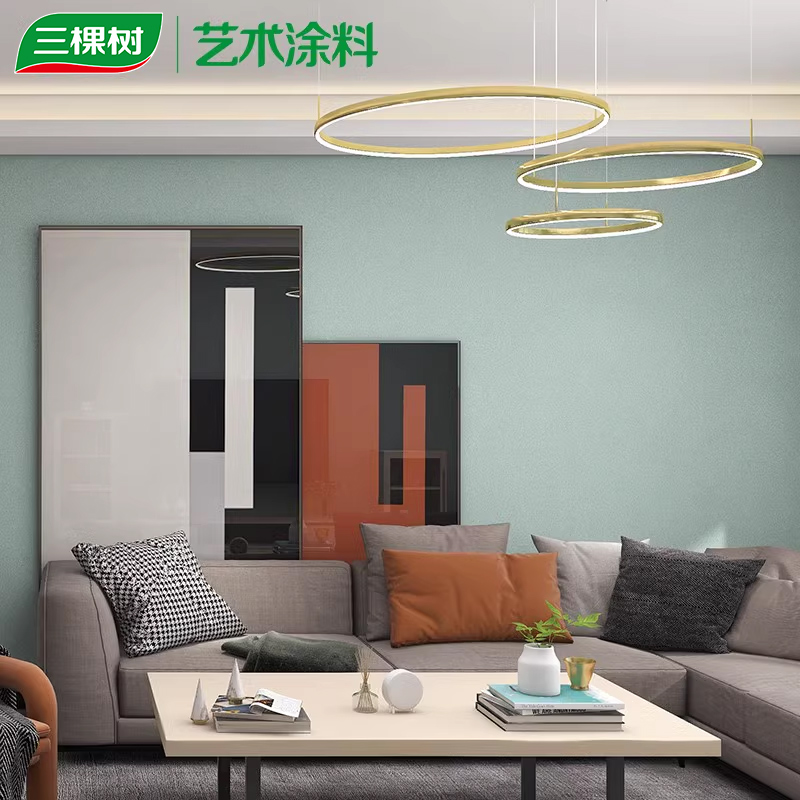 马上住背景墙三棵树敦煌彩壁