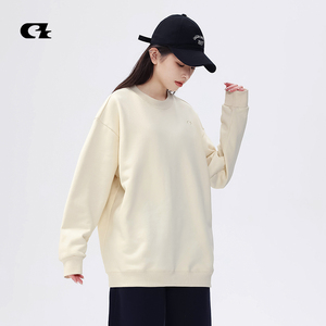 Ciza男女情侣款宽松纯色圆领卫衣春秋季新款潮牌套头打底衫