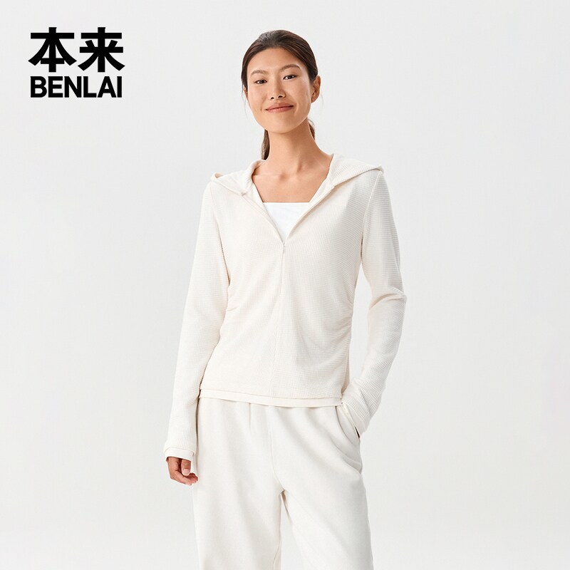 本来BENLAI女士华夫格连帽卫衣/绒衫