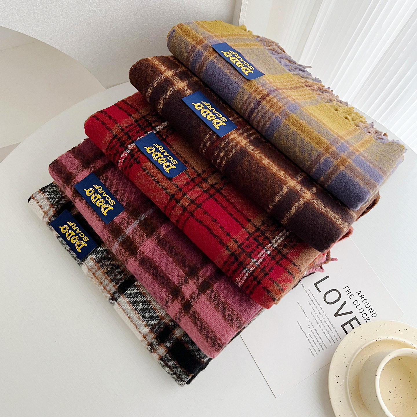 日本品质新款经典英伦风格子围巾女仿羊绒披肩秋冬季保暖时尚通勤