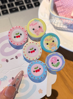 可爱卡通纽扣发夹甜美少女心边夹刘海夹日系奶黄卡通头饰女碎发夹