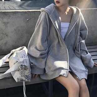学院风ins卫衣男女冬季新款连帽加绒外套韩版宽松拉链开衫上衣