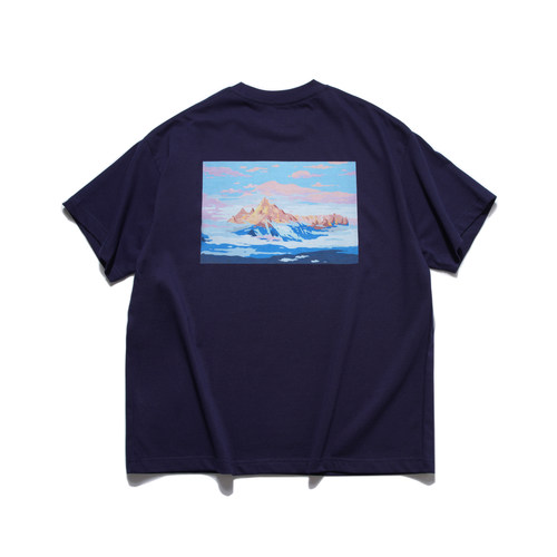 rodless24夏季数码印花梅里雪山宽松logo重磅330g短袖T恤情侣百搭