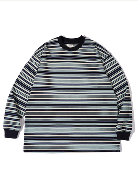 rodless重磅320g刺绣条纹长袖T恤宽松秋季百搭国潮情侣款