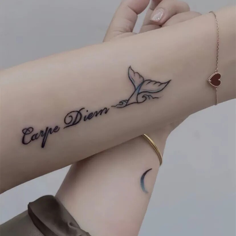英文字母草本纹身贴手腕