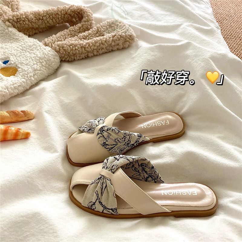 海边晚风~!温温柔柔法式包头拖鞋女ins夏季外穿沙滩透气平底凉鞋