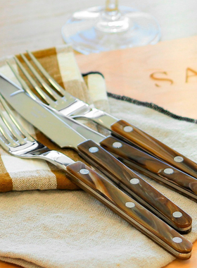 法国Sabre Paris复古水牛棕牛排刀ins网红不锈钢西餐具家用套装