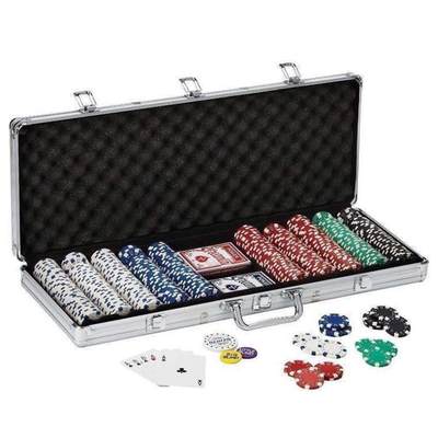 texas hold 'em poker set aluminum case 500 dice chip