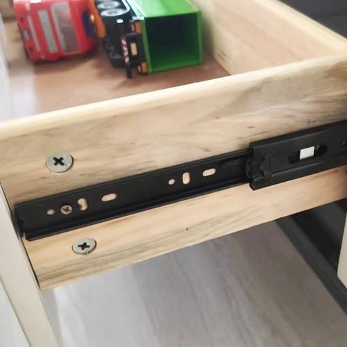 抽屉轨道五金不锈钢滑轨滑倒缓冲橱柜跑道静音导轨滑条侧装三节.