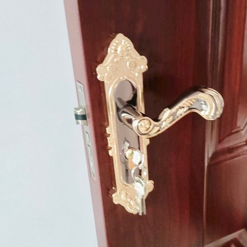 琥珀黄古家用实木室内欧式门把手静音房门锁执手通用型卧室锁.