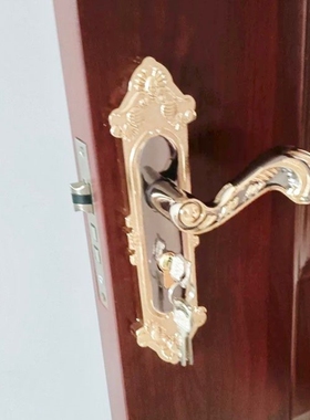 琥珀黄古家用实木室内欧式门把手静音房门锁执手通用型卧室锁.