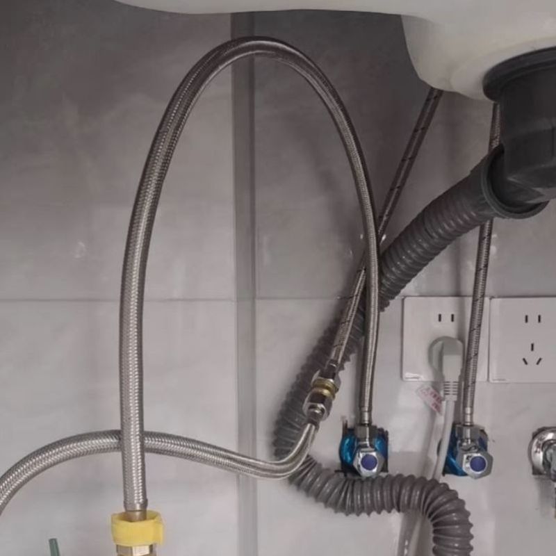 4分加长进水软管304不锈钢金属编织管冷热高压防爆热水器马桶软.