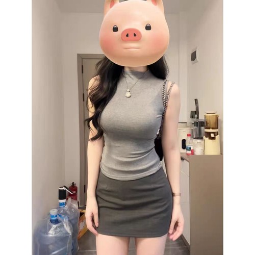 胖mm灰色丰胯包臀短裙女半身裙