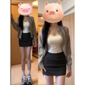 2026春季 韩系灰色毛呢包臀短裙女胖mm高腰显瘦a字裙小个子半身裙