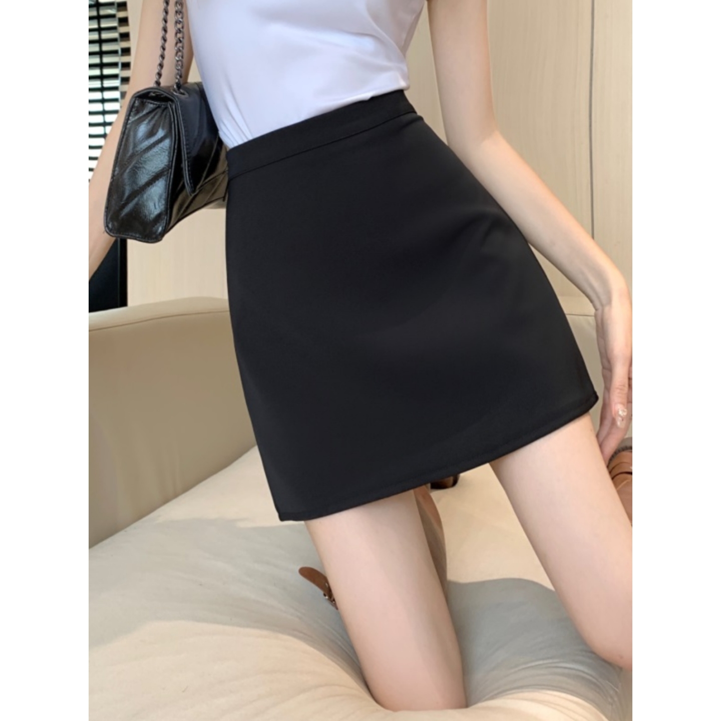 a字裙一步裙子西装料短裙