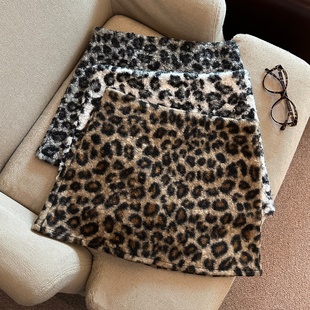 复古豹纹半身裙女秋冬季 小个子高腰显瘦a字辣妹包臀短裙 2025新款