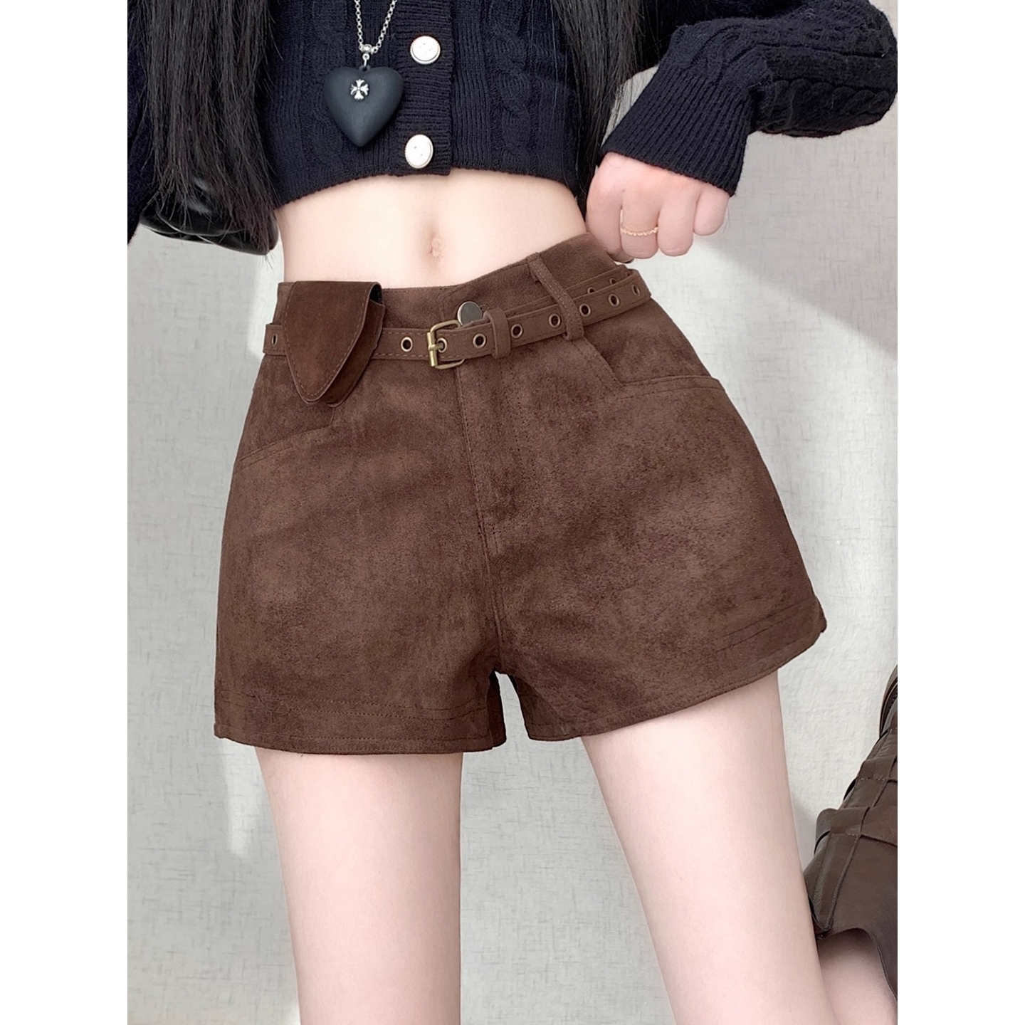 大码美拉德高腰外穿配靴子的靴裤