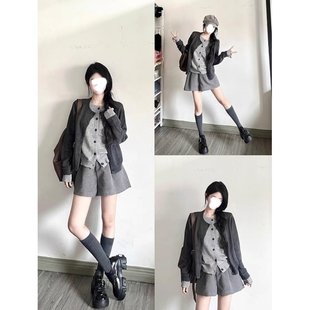 秋冬新款 显瘦显高短裤 灰色毛呢休闲裤 宽松A字靴裤 女 辣妹大码 大码