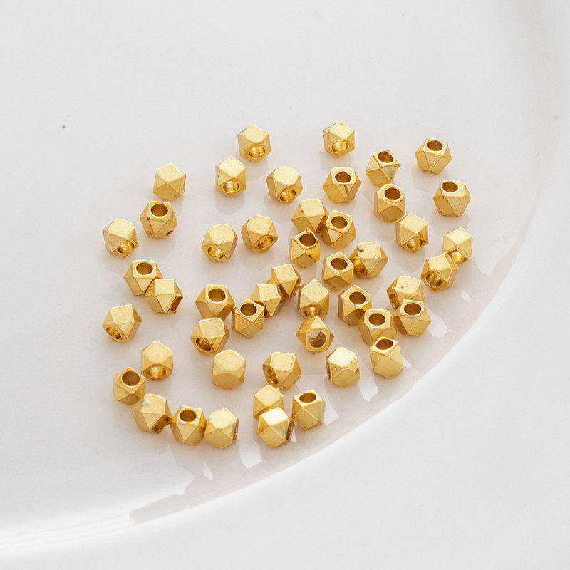 18K包金镀金保色古法沙金碎金多边切角珠diy手工串珠手链项链隔珠