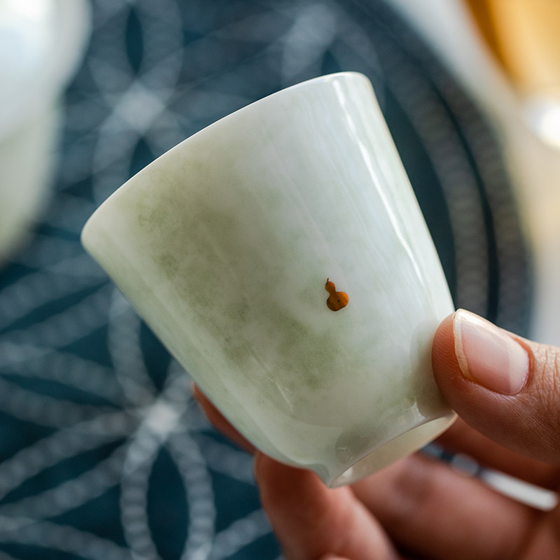 黄丽君花开荼靡渐变盖碗三色手工点金品茗杯便携旅行茶具陶瓷茶杯