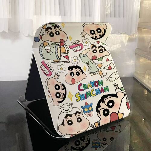 蜡笔小新卡通化妆镜随身便携折叠式补妆镜可爱动漫风学生宿舍用