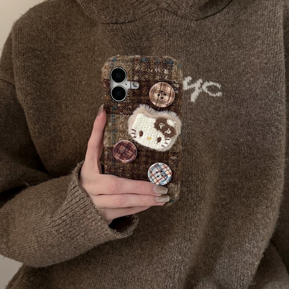 苹果毛绒手机壳可爱卡通凯蒂猫