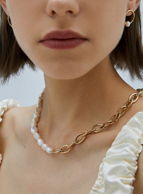 3 for evigt镀18k金重构系列优雅项链精致简约现货重工珍珠项链