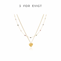 3 for evigt鍍18K金心動愛心項鏈碧璽活力撞色歡樂派對風(fēng)雙層鏈