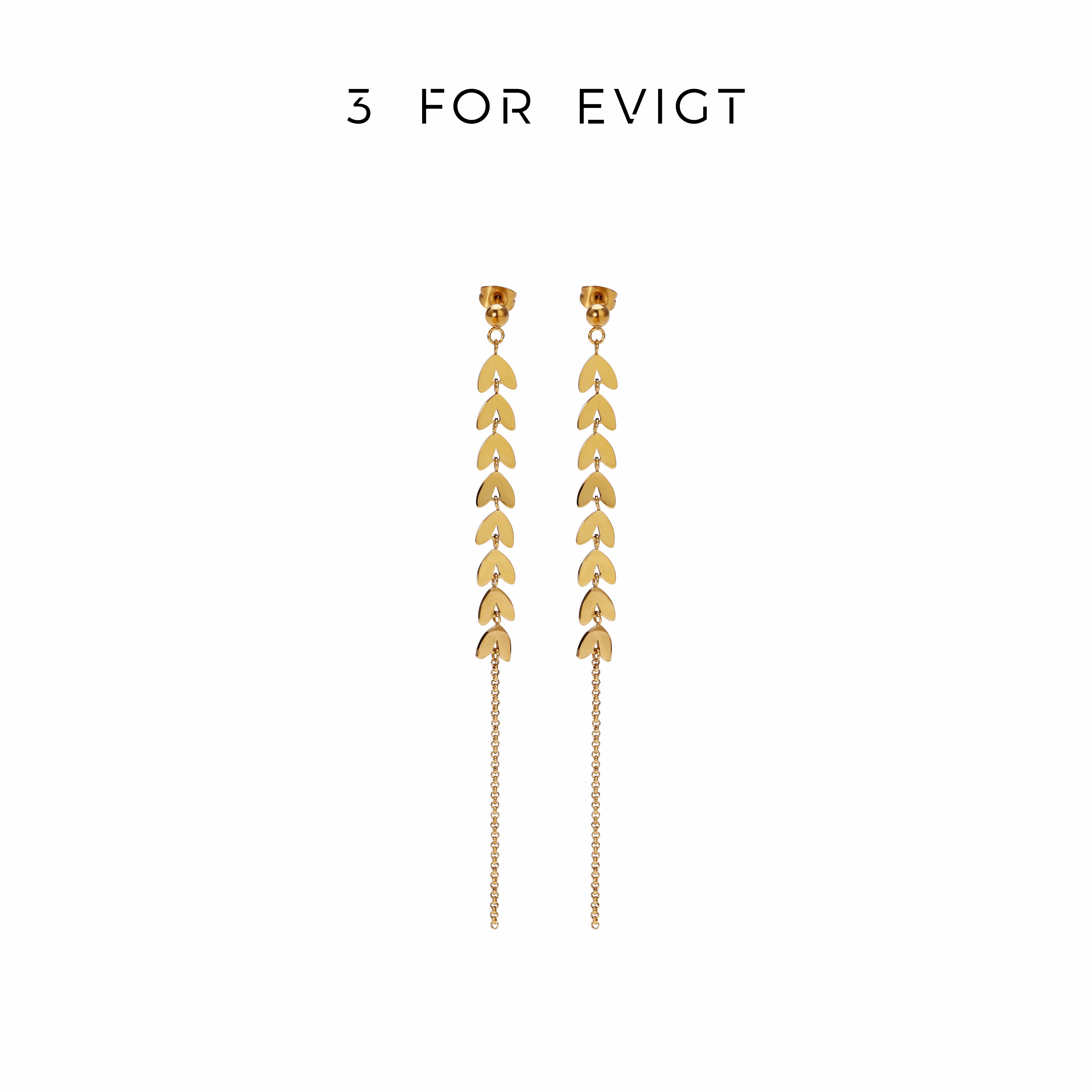 3 for evigt镀18K金麦浪系列麦浪耳环北欧风吹麦浪设计感浪漫时尚
