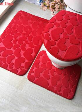 3Pcs/Set Bathroom Mat Set Flannel Anti-Slip Kitchen Bath Mat