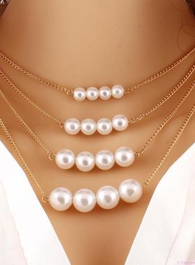 多层珍珠简约项炼 accessories women pearl necklace