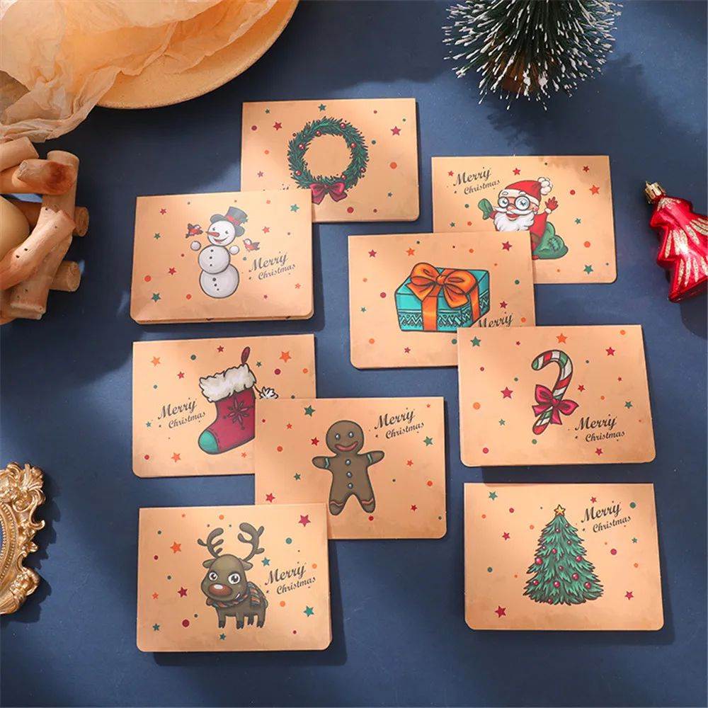 9pcs/Pack Retro Kraft Blank Paper Envelopes Christmas Envelo