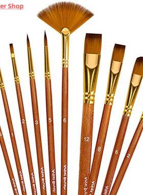 10pcs Paint Brush Set Multiple styles Nylon Hair Short Rod B