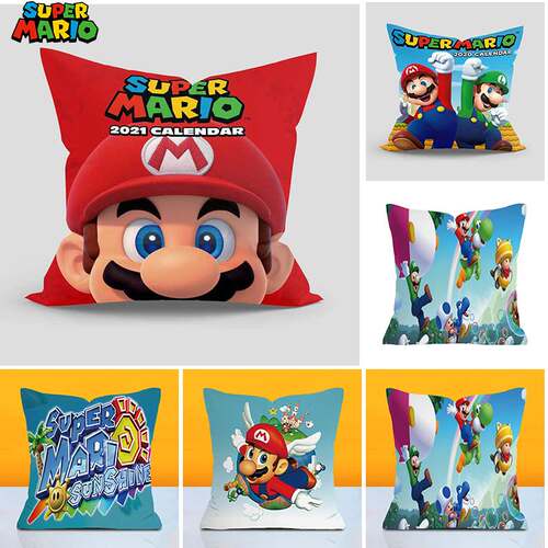 Super Mario Bros Luigi Cushion Cover Plush Game Pillowcase C