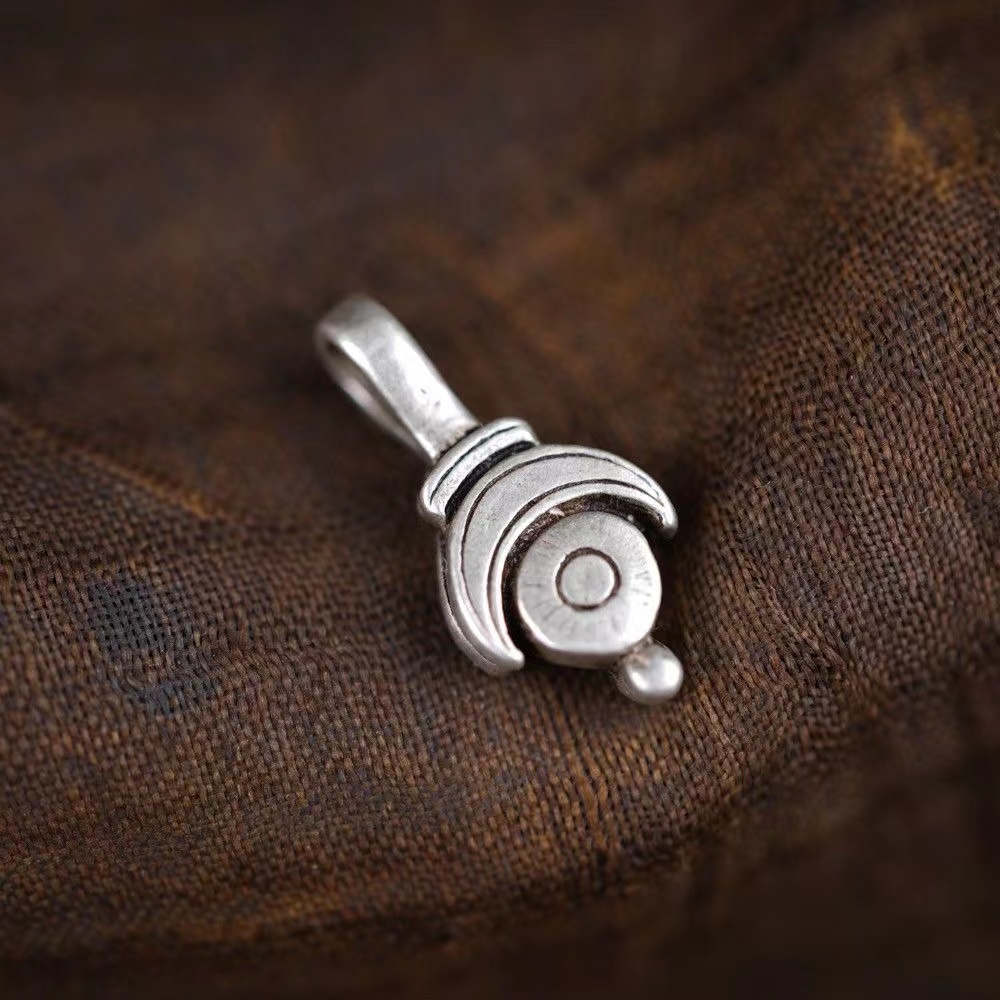 S925纯银手串卡子日月摩尼宝手串佛珠记数挂配饰配件diy古朴手工