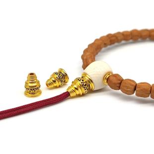 S925纯银镀金做旧法王F2佛塔凤眼佛头三通菩提手串配饰