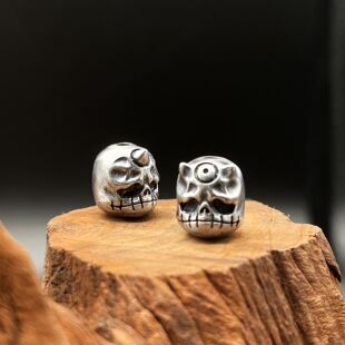 s925银独角双角阿呆隔珠藏式文玩手串手持复古精品百香籽文玩配饰