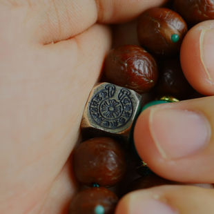 s925银文玩配件克罗芯复古骰子藏式隔珠菩提子柏香籽念珠配饰吊饰