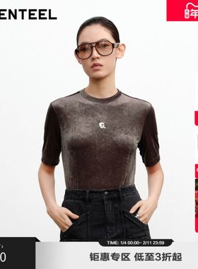 H·GENTEEL荷高年新款秋装领下贴字母舒适短袖上衣GUE31610676