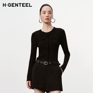 H·GENTEEL荷高新款 GUE44650737 冬装 女破边领小香风收腰针织衫