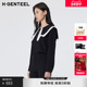 H·GENTEEL荷高春夏女撞色边缘饰领型上衣