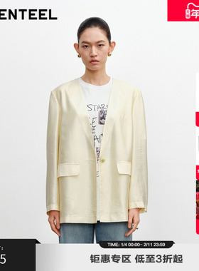 H·GENTEEL荷高年新款秋装单扣廓形V领西装短外套女GUE31520525