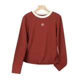 高级感刺绣长袖T恤上衣女2025新款秋冬季圆领纯色内搭修身打底衫，保暖内衣，搜酷衣阁