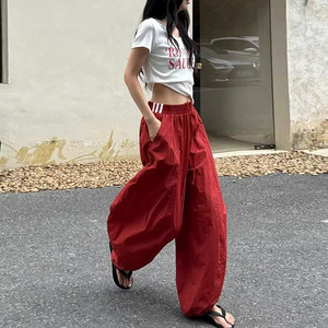 美式多巴胺阔腿裤女夏季2025新款高腰宽松休闲山本裤垂感直筒裤子，女装休闲裤，搜酷衣阁