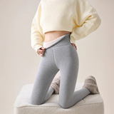 灰色羊羔绒棉裤女冬季加绒加厚棉打底裤外穿高腰菠萝格特厚保暖裤，女装打底裤，搜酷衣阁