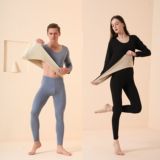 AB面德绒保暖内衣套装女加绒加厚男士无痕修身秋衣秋裤情侣打底衫，女装职业装，搜酷衣阁