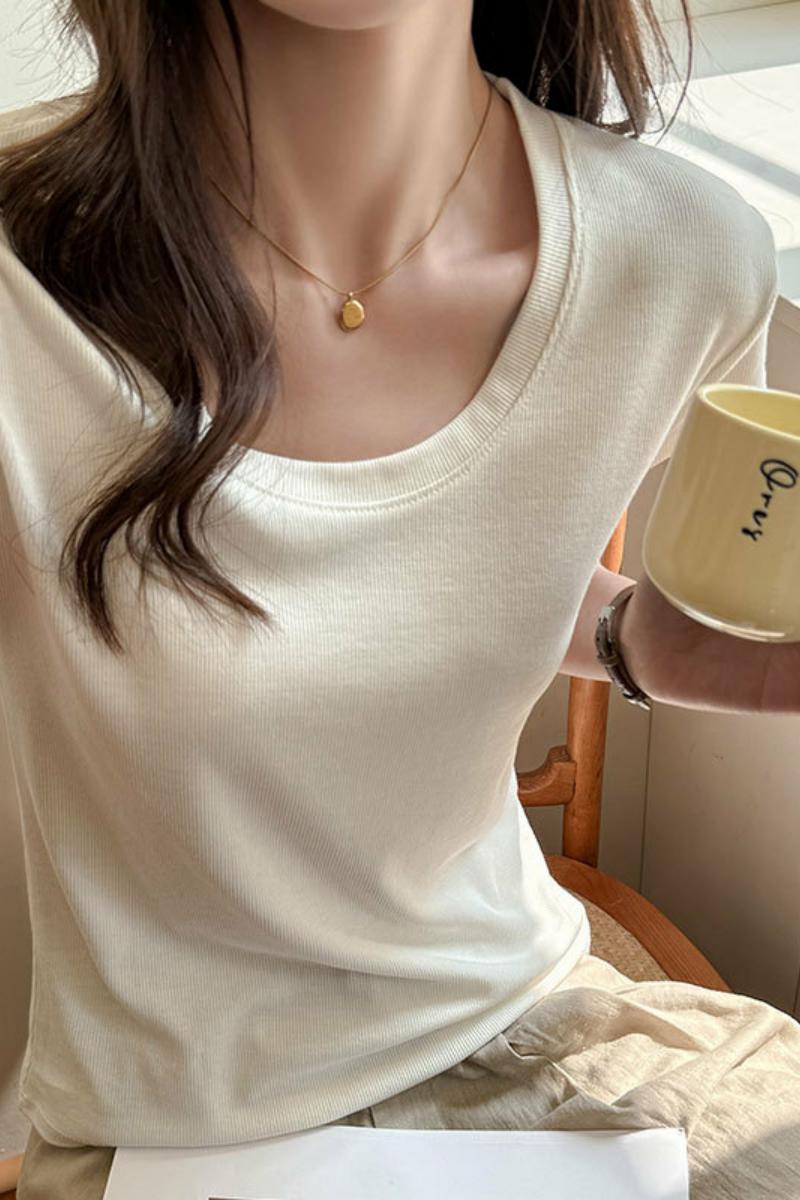 莱赛尔短袖t恤女夏季2025新款宽松显瘦正肩高级感打底上衣薄，女装T恤，搜酷衣阁