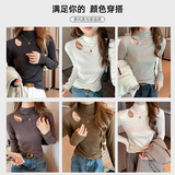 W设计感半高领镂空打底衫女秋冬季新款修身内搭可外穿上衣，保暖内衣，搜酷衣阁