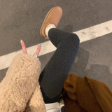 季竖条纹加厚外穿打底裤女加绒抗寒保暖棉裤高腰紧身显瘦秋裤，女装打底裤，搜酷衣阁